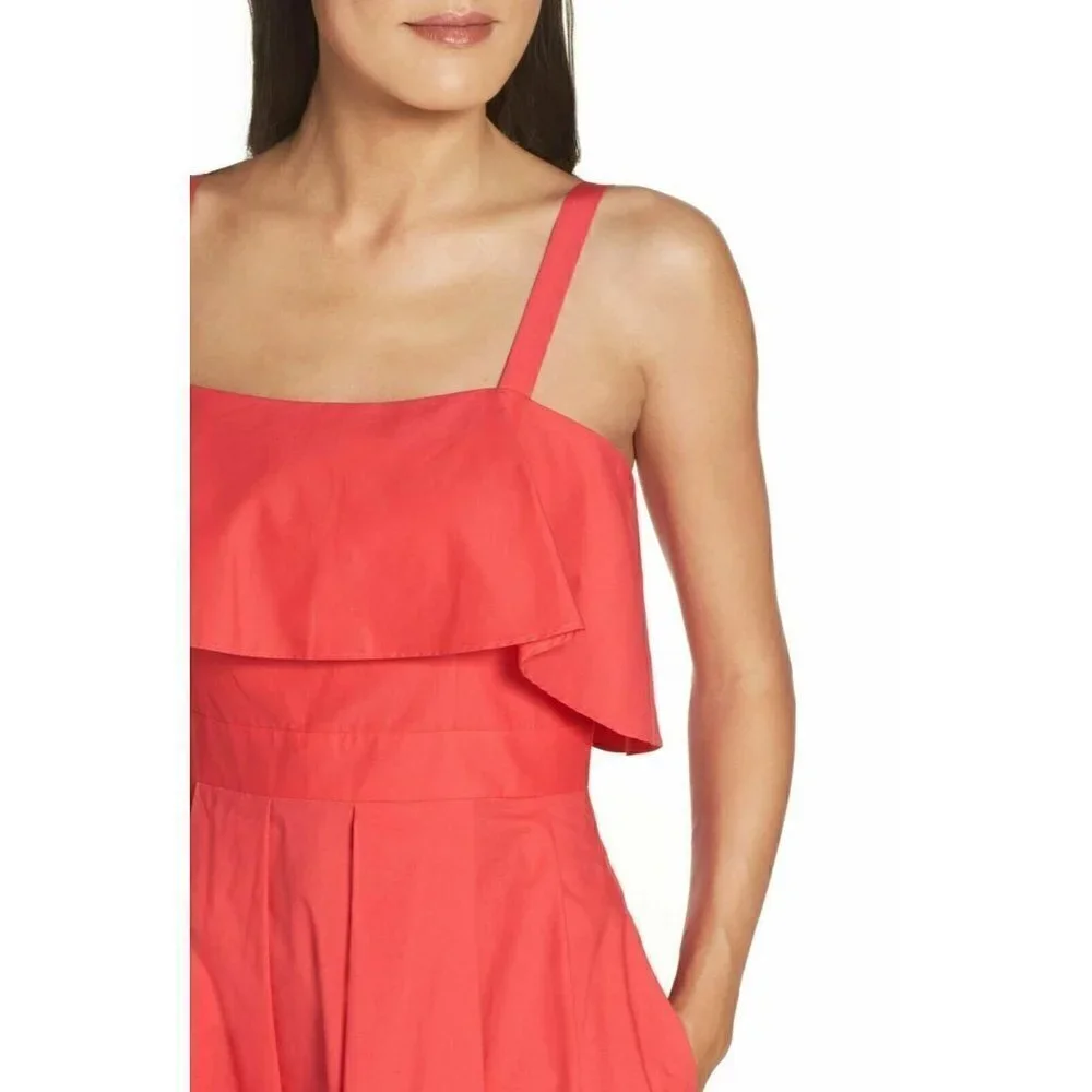 Eliza J Women's Pink Cotton Flouncy Ruffle Fit & Flare Sundress Dress Size 16 - Picture 8 of 12